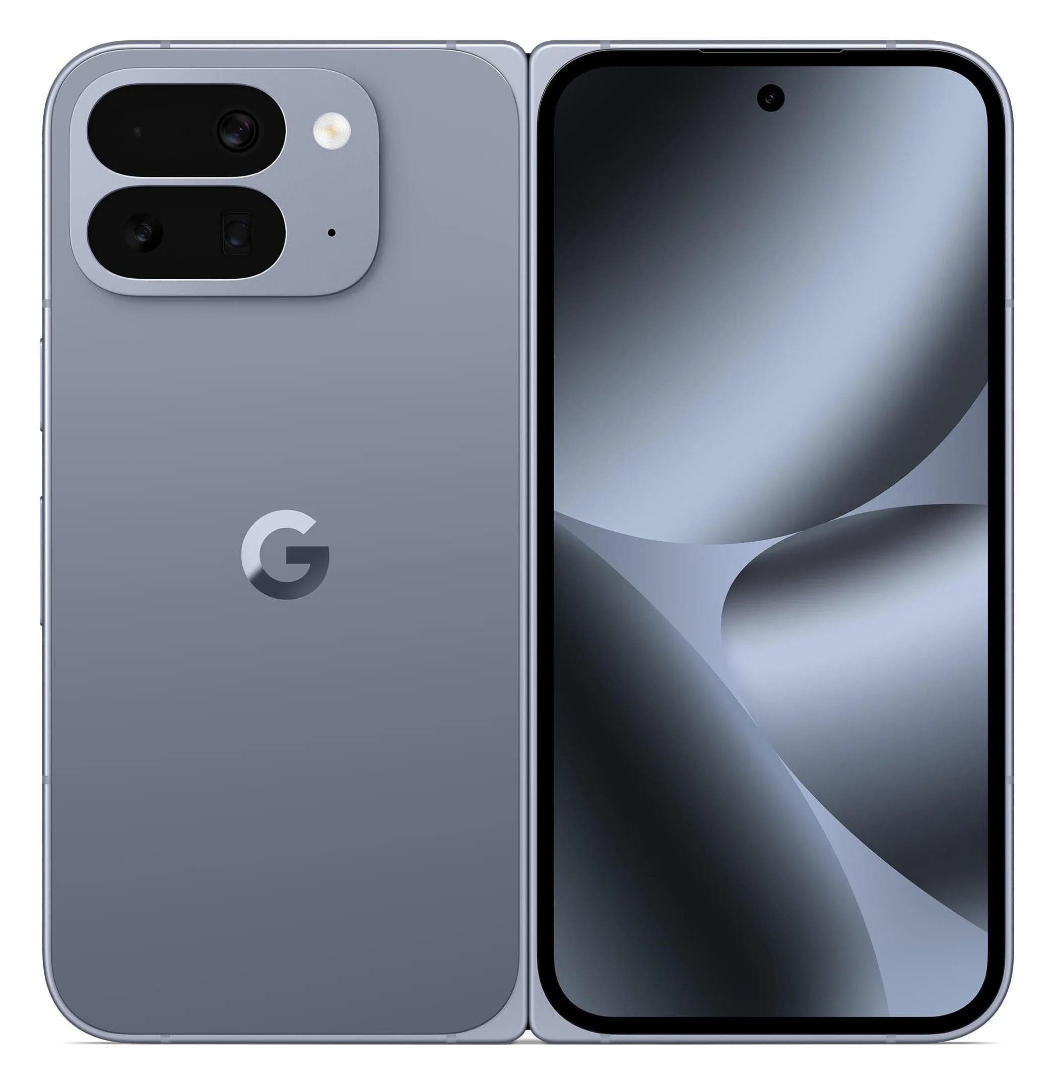 Google Pixel 10 Pro Fold em Pedra lunar – traseira e ecrã exterior, imagem oficial Google
