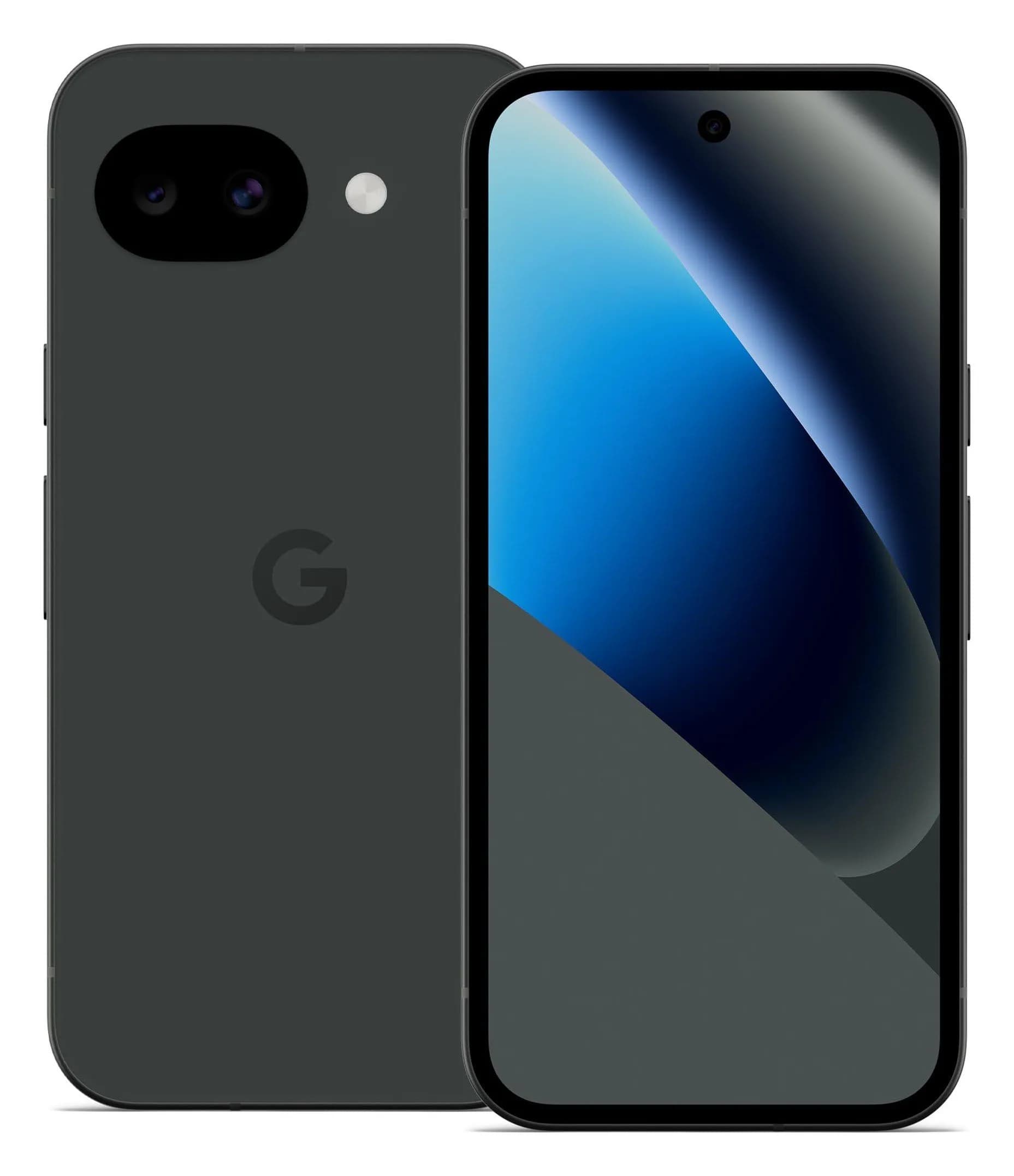 Google Pixel 10a em Obsidiana – traseira e frente, imagem oficial Google