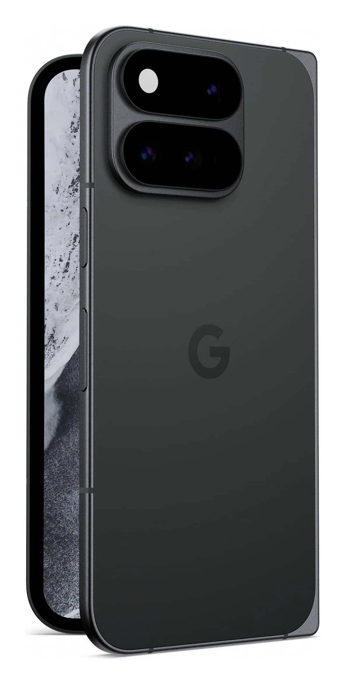 Google Pixel 11 Pro Fold em Obsidiana – traseira em ângulo, imagem oficial Google