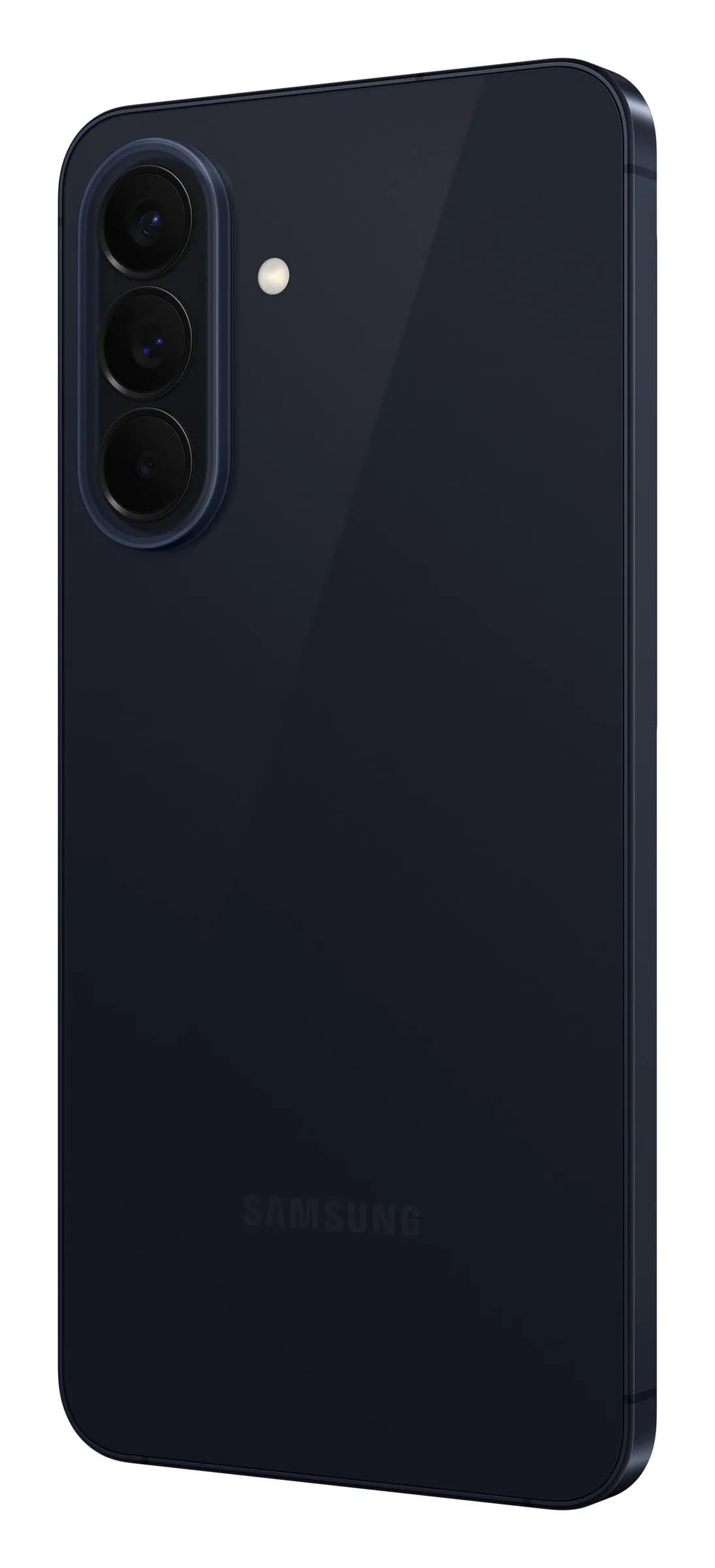 Samsung Galaxy A57 em Azul Escuro – traseira em ângulo de 30°, imagem oficial Samsung