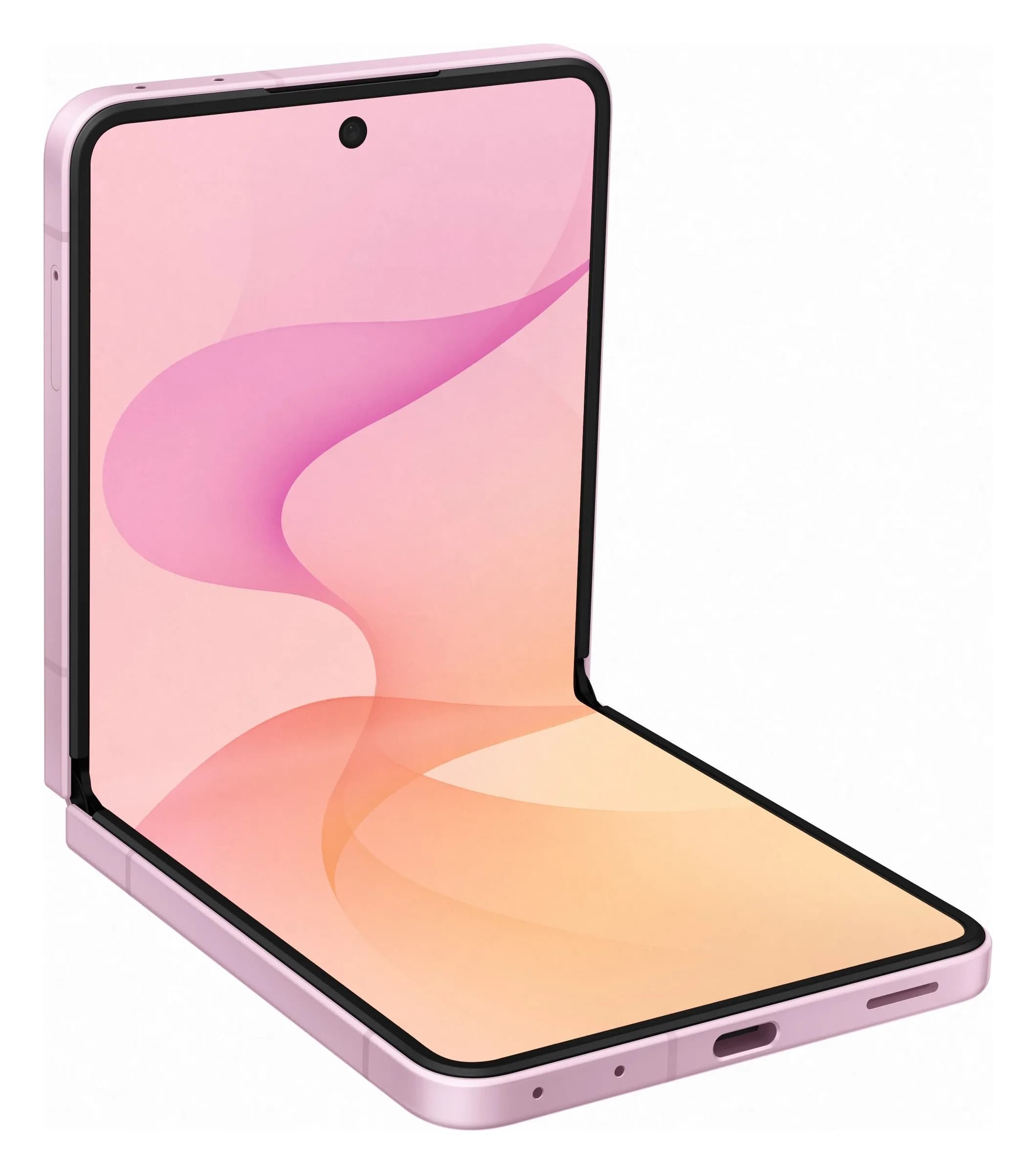 Samsung Galaxy Z Flip8 em Rosa – meio dobrado, imagem oficial Samsung