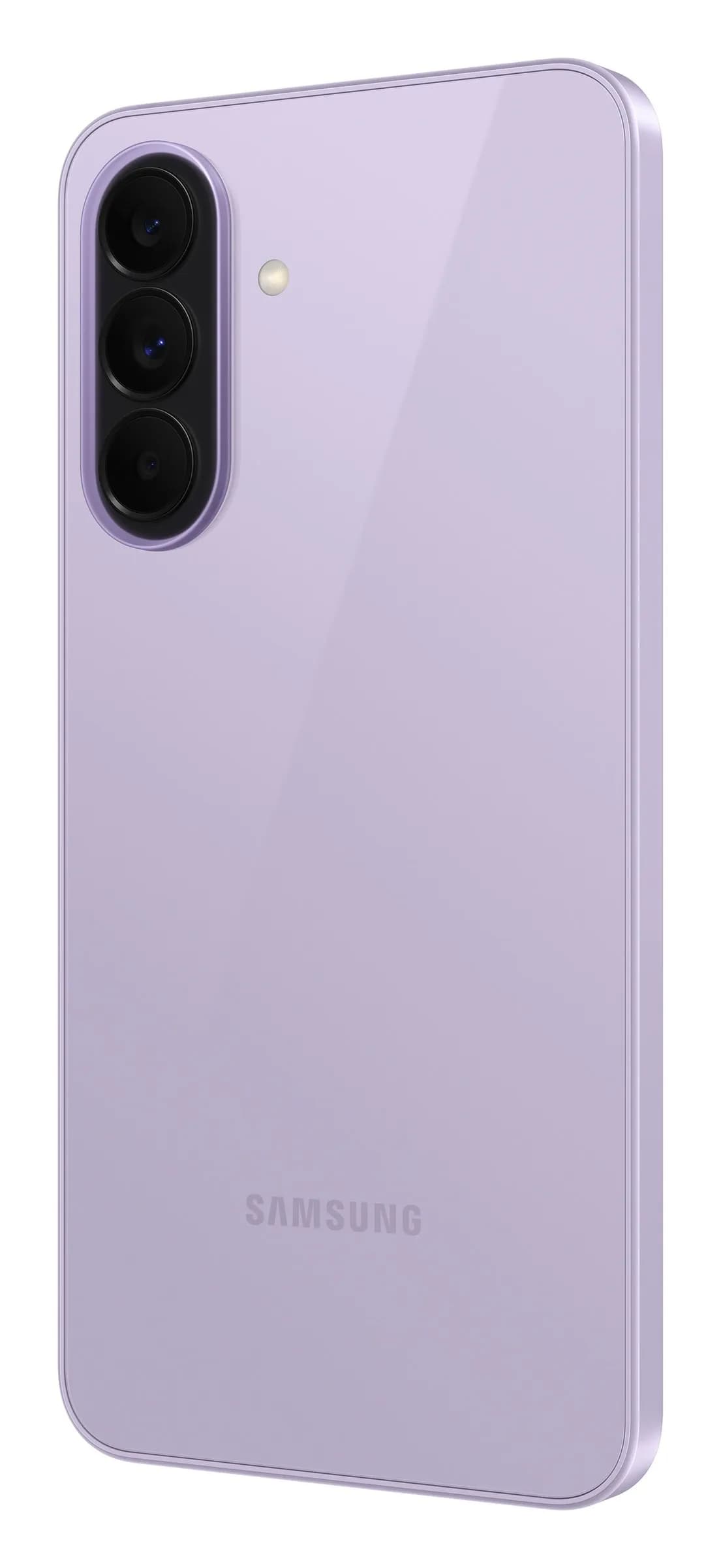 Samsung Galaxy A37 em Violeta – traseira em ângulo de 30°, imagem oficial Samsung