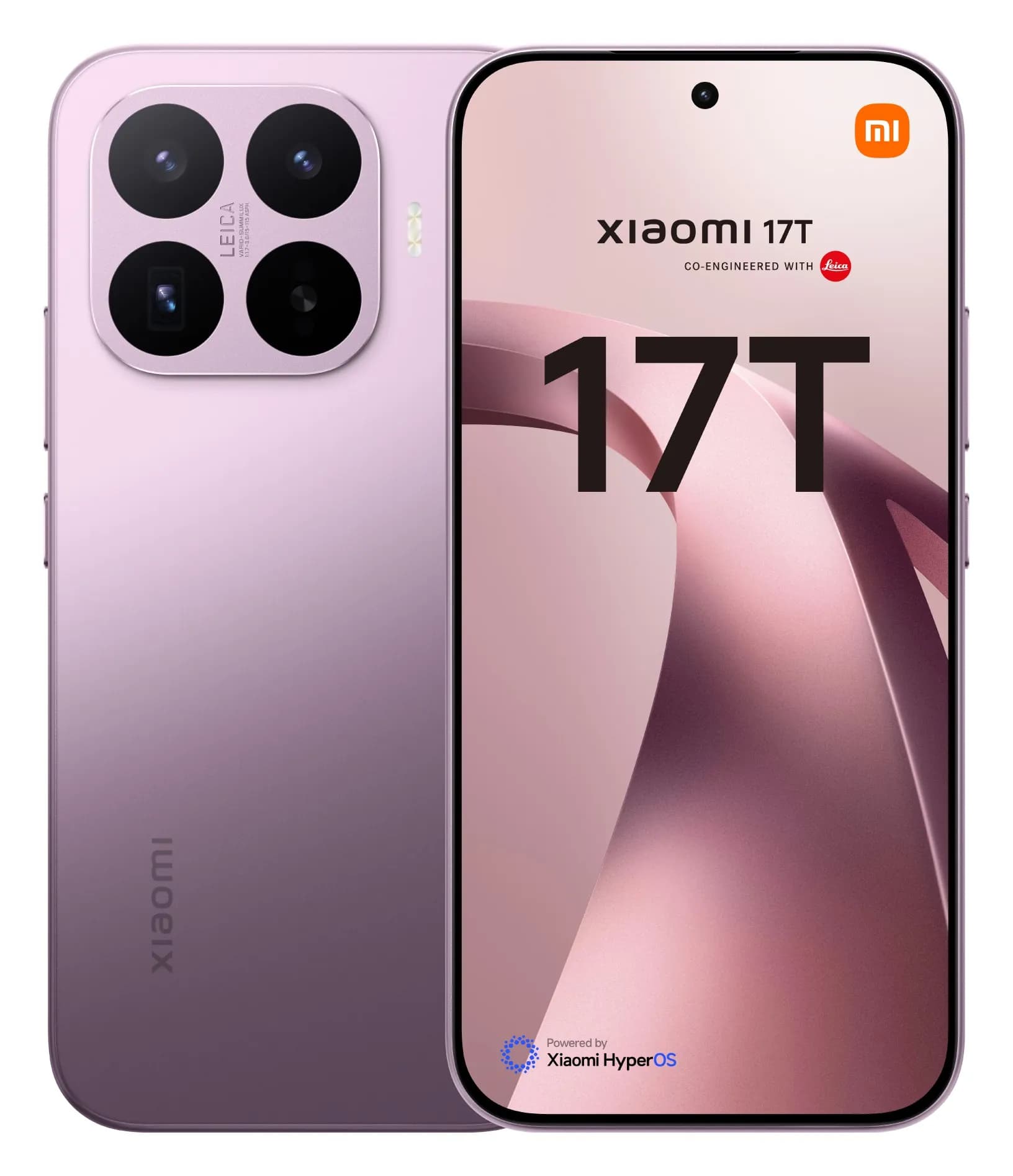 Xiaomi 17T em violeta – frente e traseira, imagem oficial Xiaomi